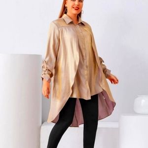 Lace up sleeve blouse